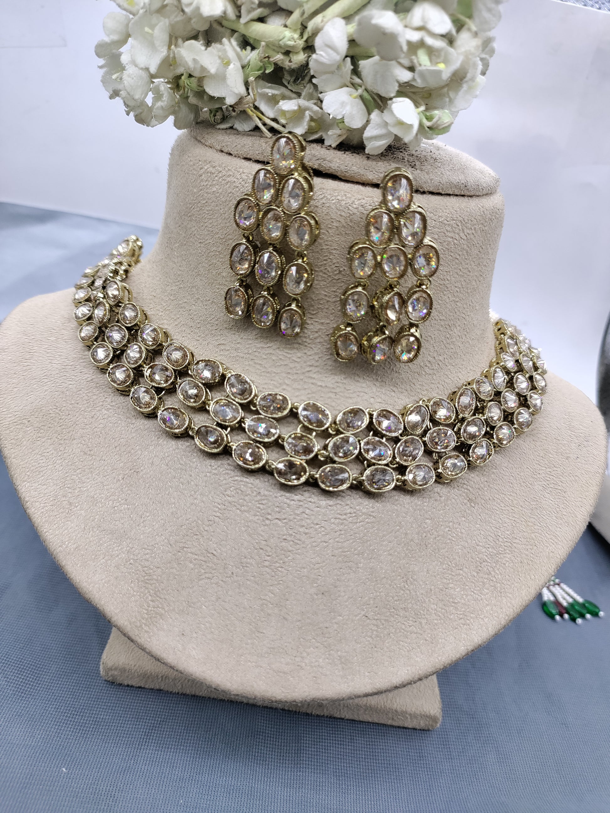 Beautiful Polki Mehandi Necklace Sku-6428 rchiecreation