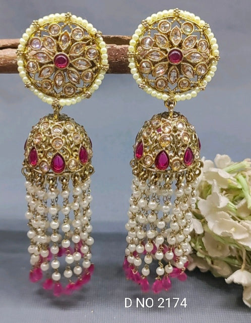 Polki Mehandi Jhumki Earring Combo Sku 2174 A3