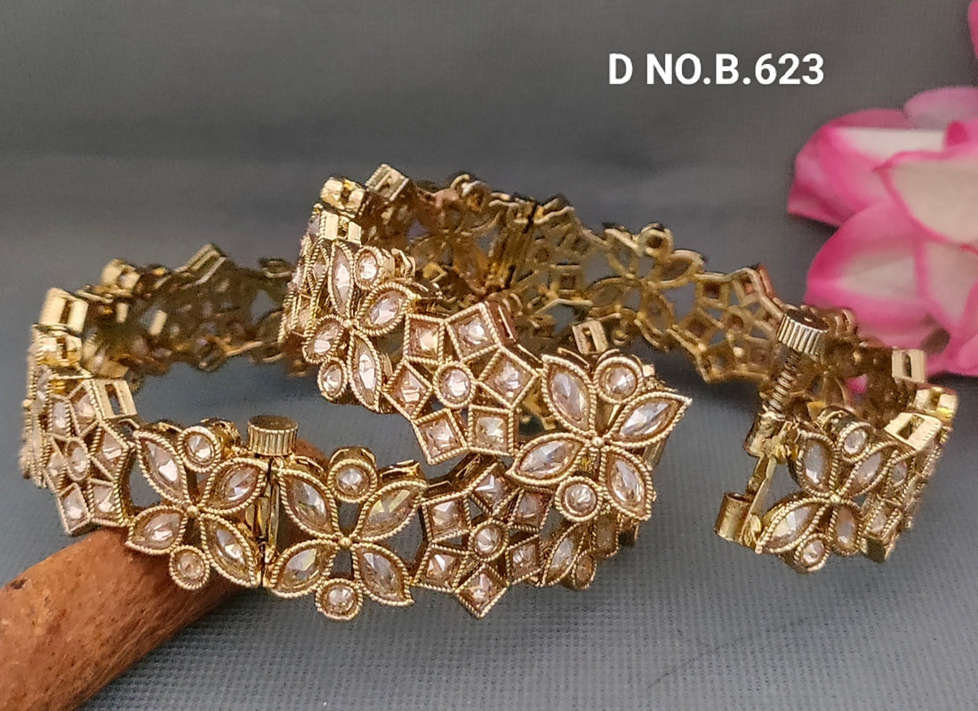 Mehandi Openable Polki Bangles Sku-B.623