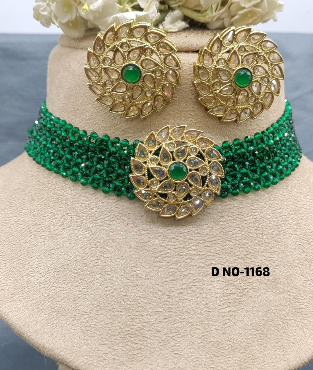 Ruby Choker Necklace Set Sku-1168 B4 rchiecreation