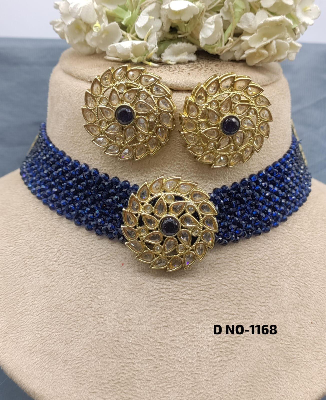 Ruby Choker Necklace Set Sku-1168 B4 - rchiecreation