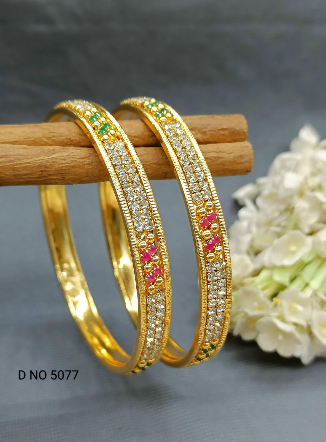 Ruby Stone Bangles golden Sku-5077 G4 - rchiecreation