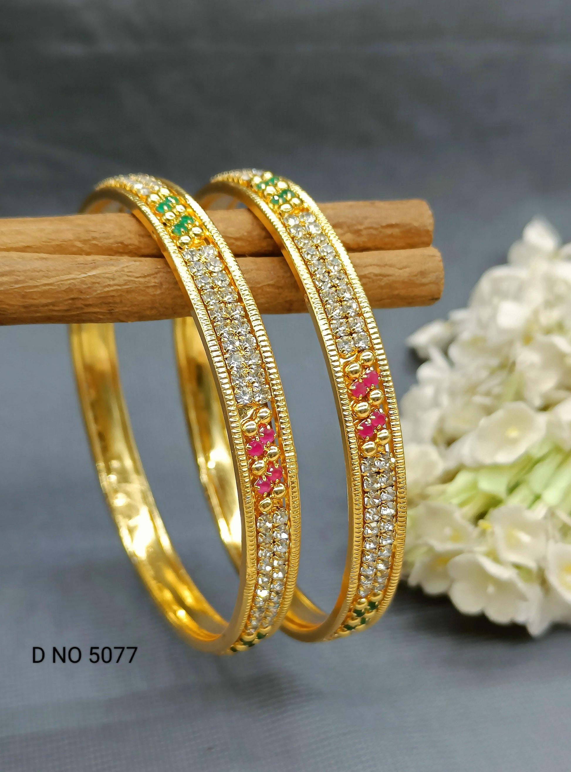 Ruby Stone Bangles golden Sku-5077 G4 - rchiecreation