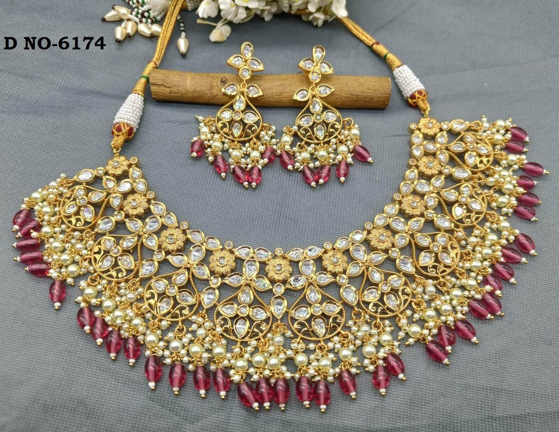 Tiyaani Kundan Necklace Set Sku-6174 D5 - rchiecreation