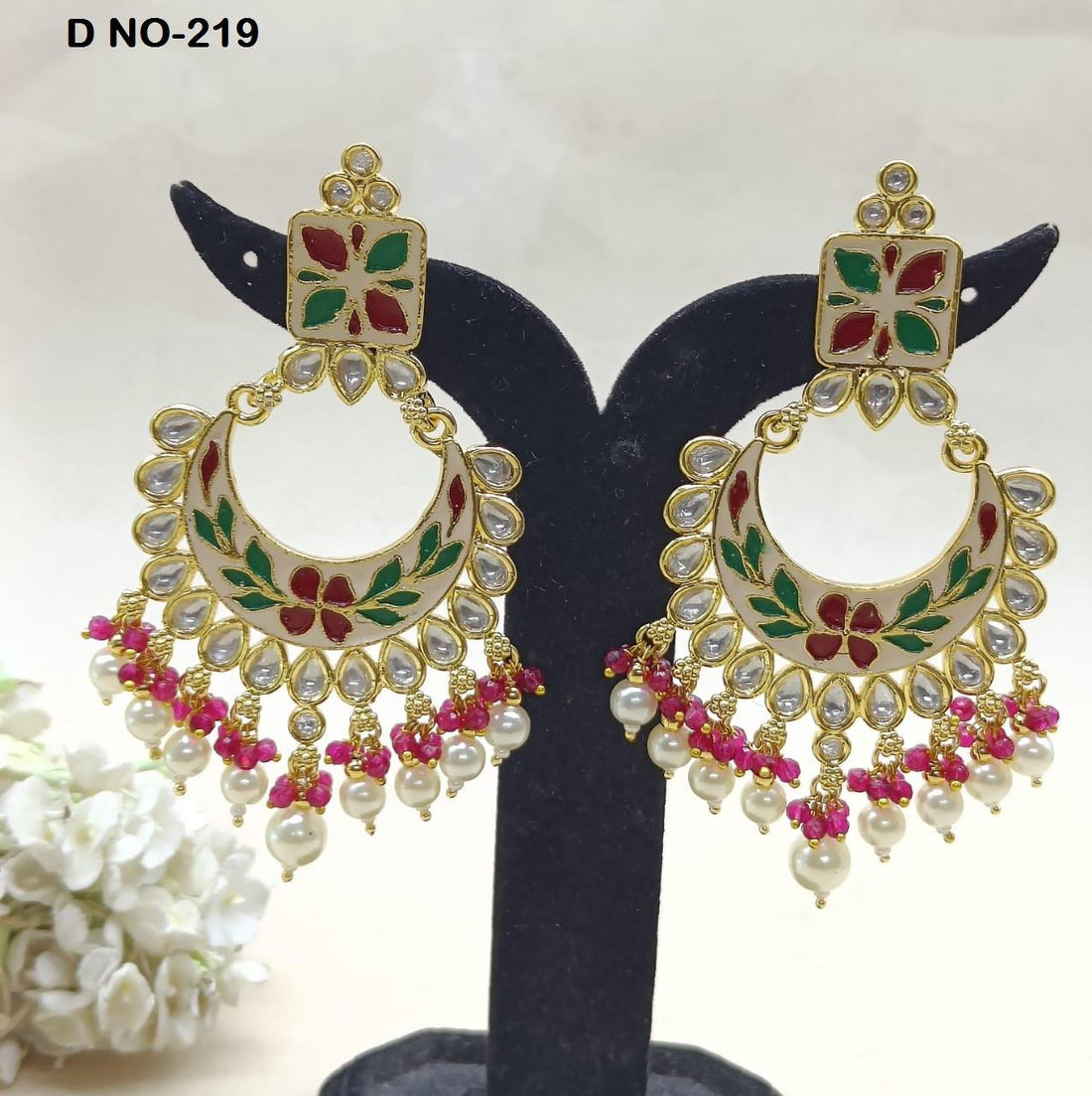 Tiyani Kundan Earring Sku-219 D2 - rchiecreation