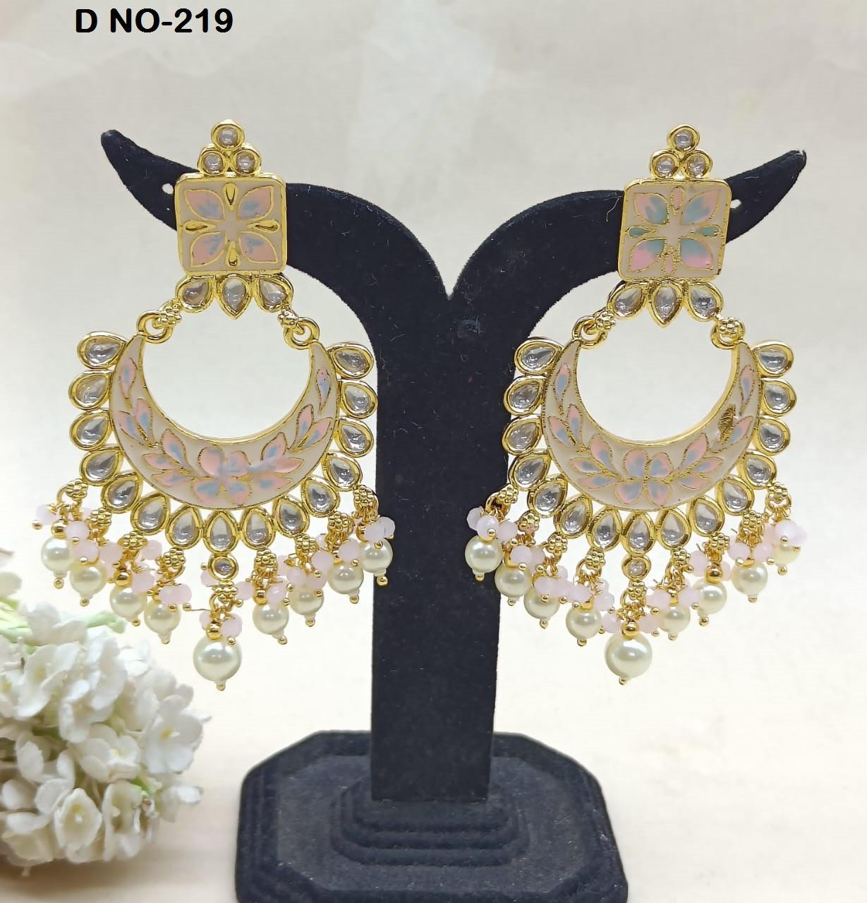 Tiyani Kundan Earring Sku-219 D2 - rchiecreation