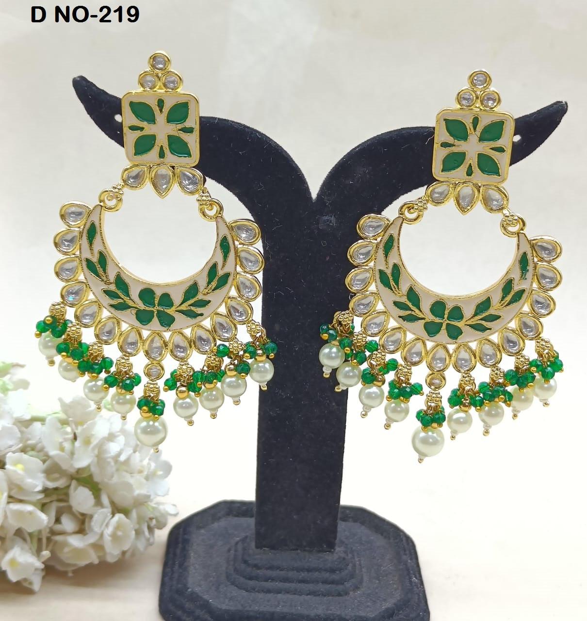Tiyani Kundan Earring Sku-219 D2 - rchiecreation