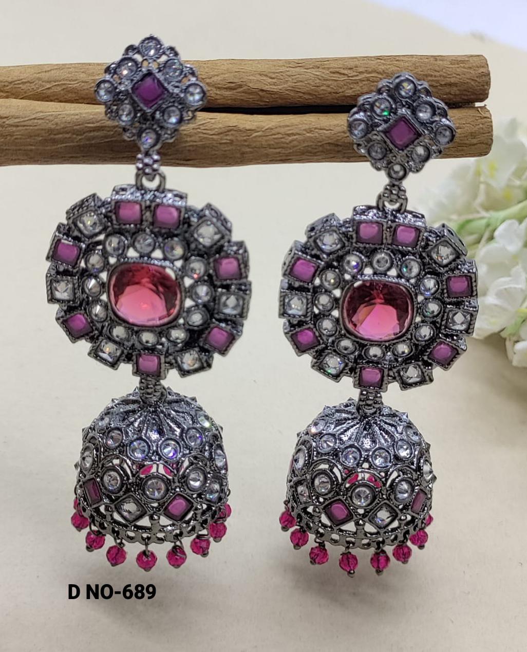 Victorian Kundan Jhumki Earring Sku-689 - rchiecreation