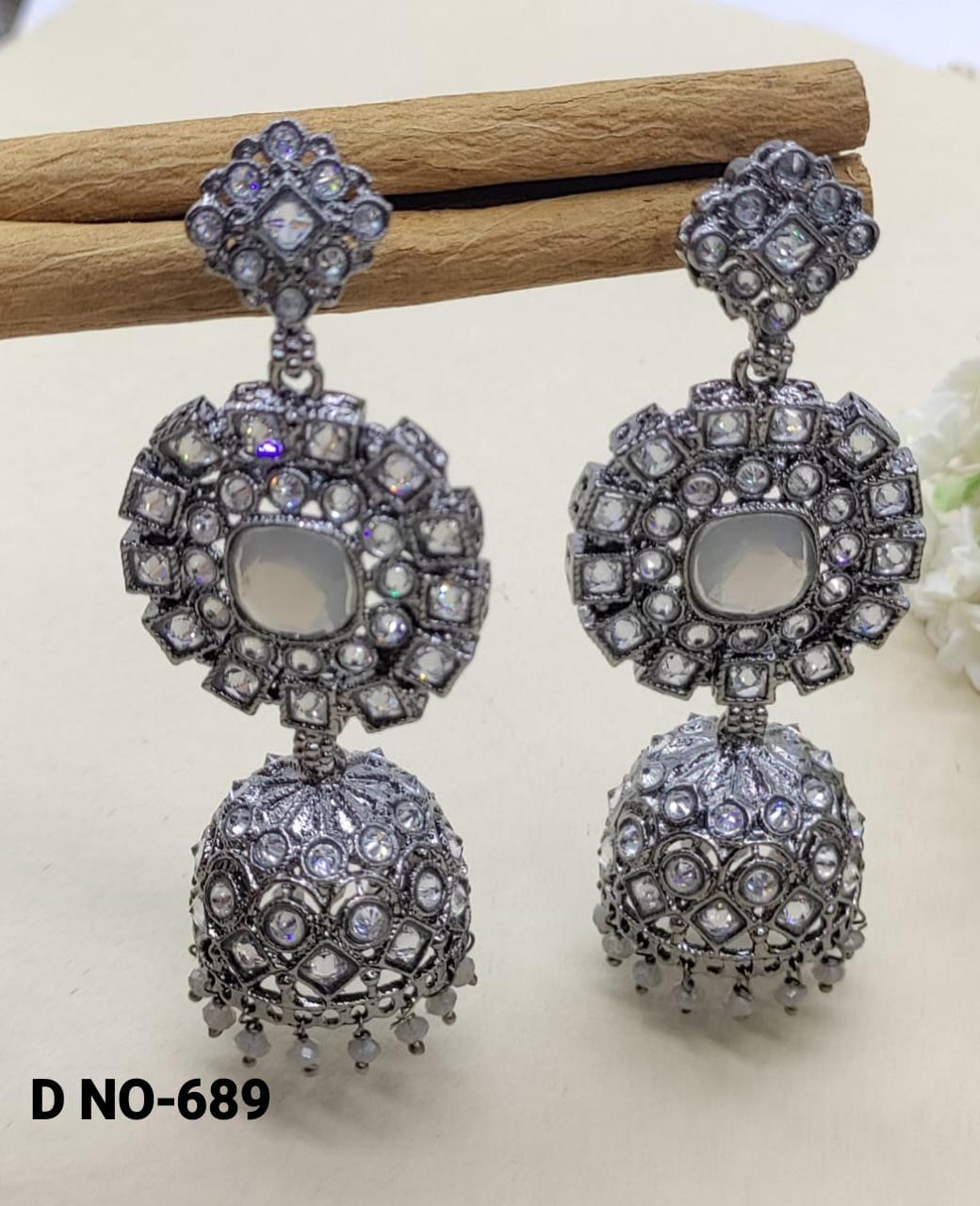 Victorian Kundan Jhumki Earring Sku-689 - rchiecreation