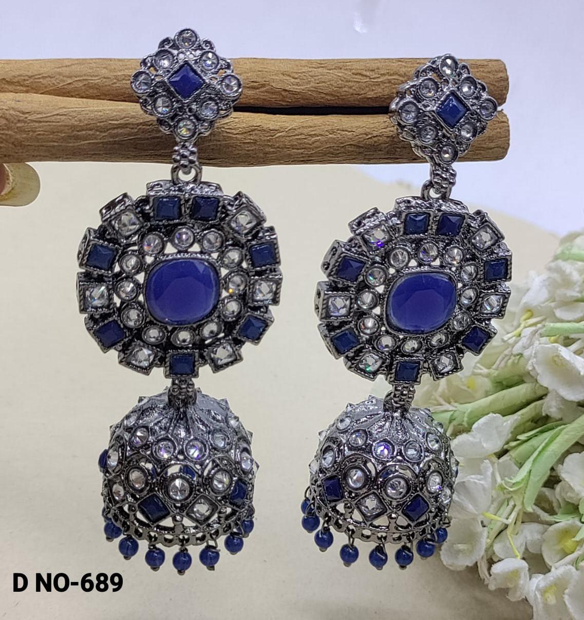 Victorian Kundan Jhumki Earring Sku-689 - rchiecreation