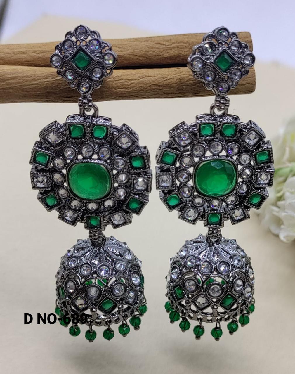 Victorian Kundan Jhumki Earring Sku-689 - rchiecreation