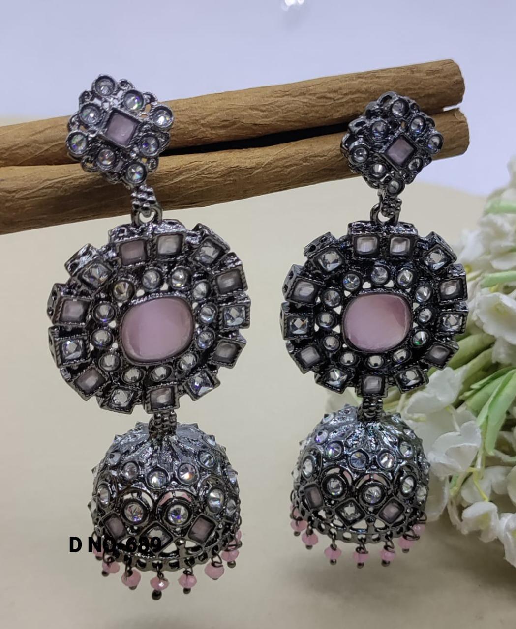 Victorian Kundan Jhumki Earring Sku-689 - rchiecreation