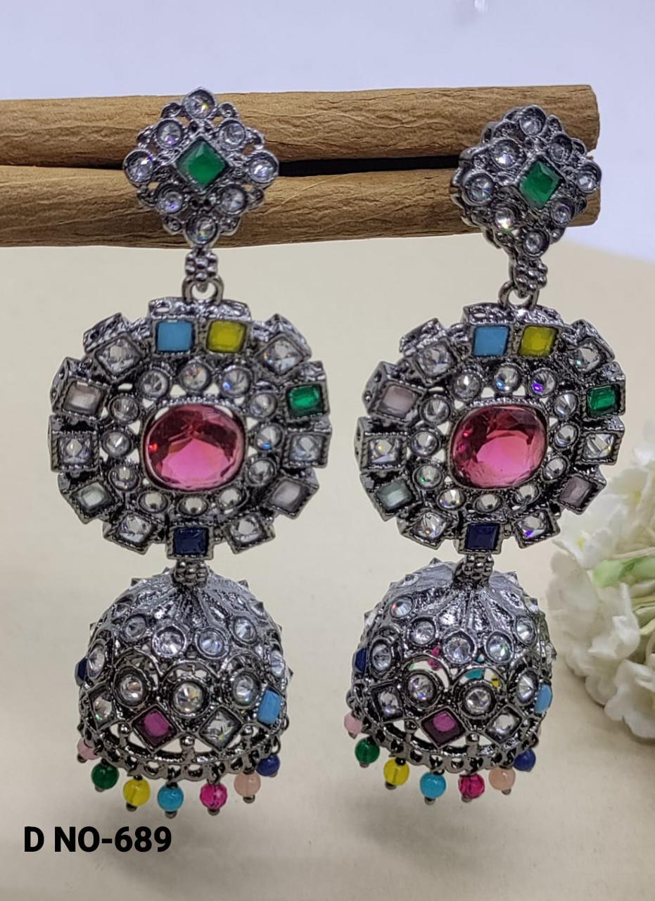 Victorian Kundan Jhumki Earring Sku-689 - rchiecreation