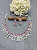 American Diamond Necklace Rodium Sku-5664 C3 - rchiecreation