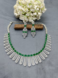 American Diamond Necklace Rodium Sku-5664 C3 - rchiecreation