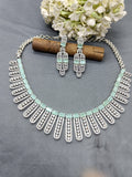 American Diamond Necklace Rodium Sku-5664 C3 - rchiecreation