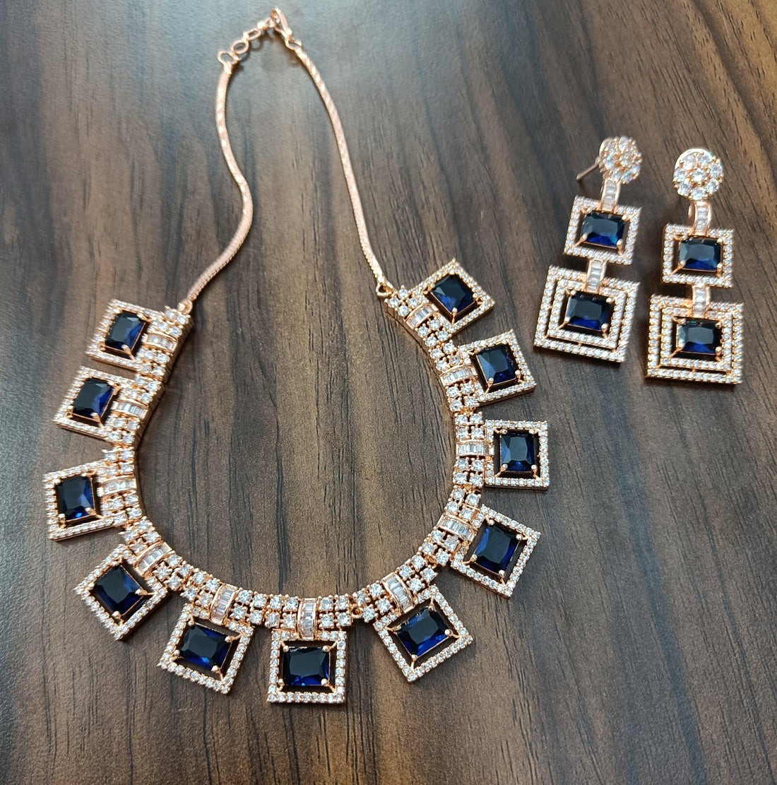 American Diamond Necklace Rosegold Sku 5600 C3 - rchiecreation
