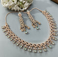 American Diamond Necklace Rosegold Sku-5968 C3 - rchiecreation