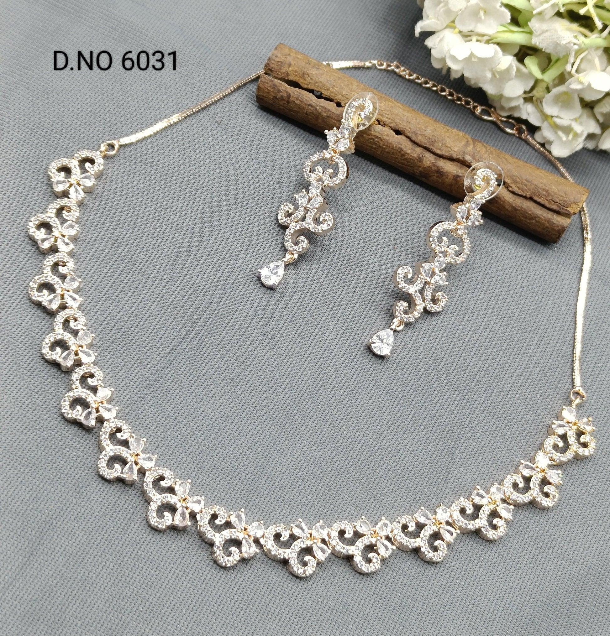 American Diamond Necklace Rosegold Sku 6031 C3 - rchiecreation