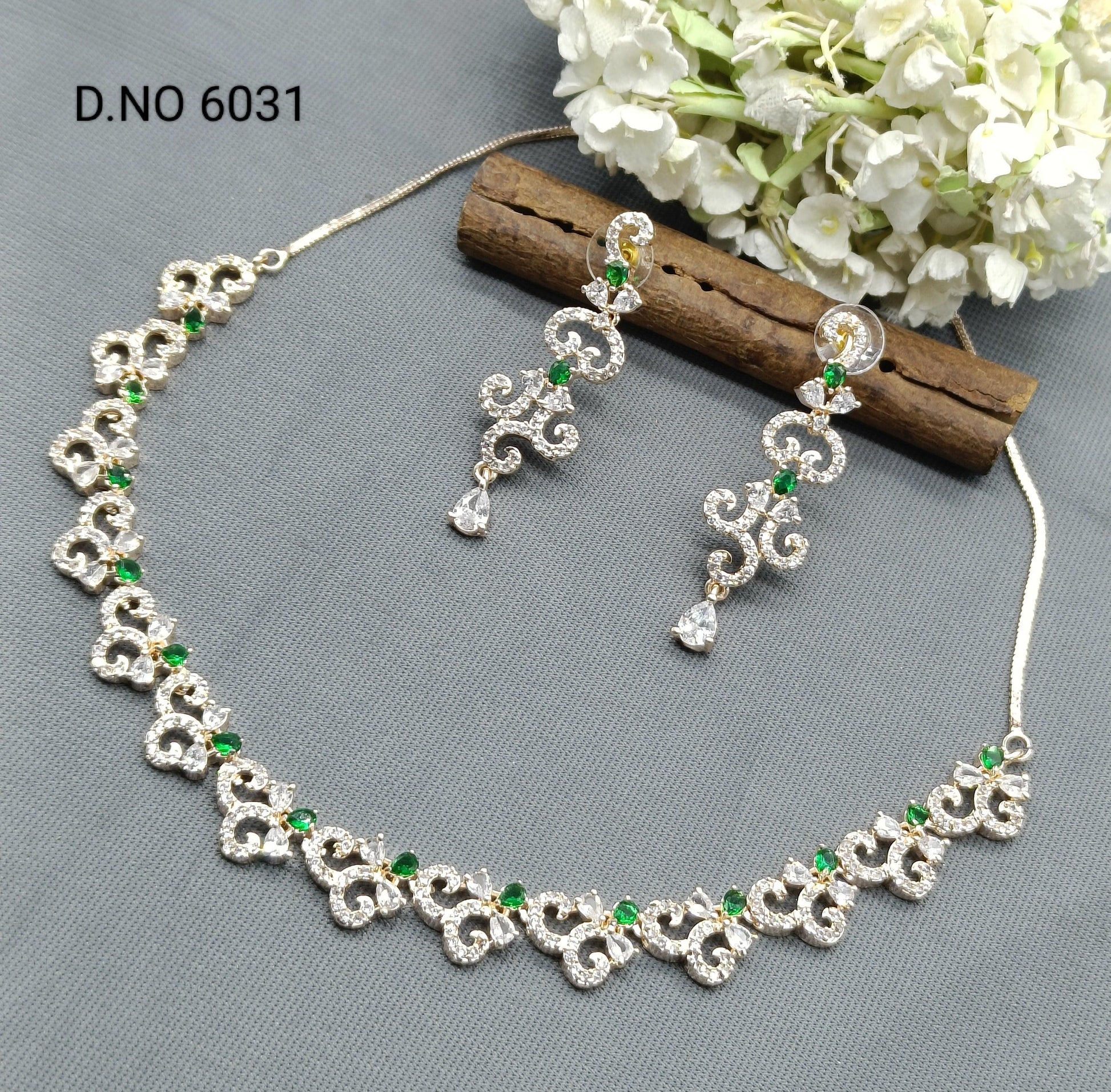 American Diamond Necklace Rosegold Sku 6031 C3 - rchiecreation