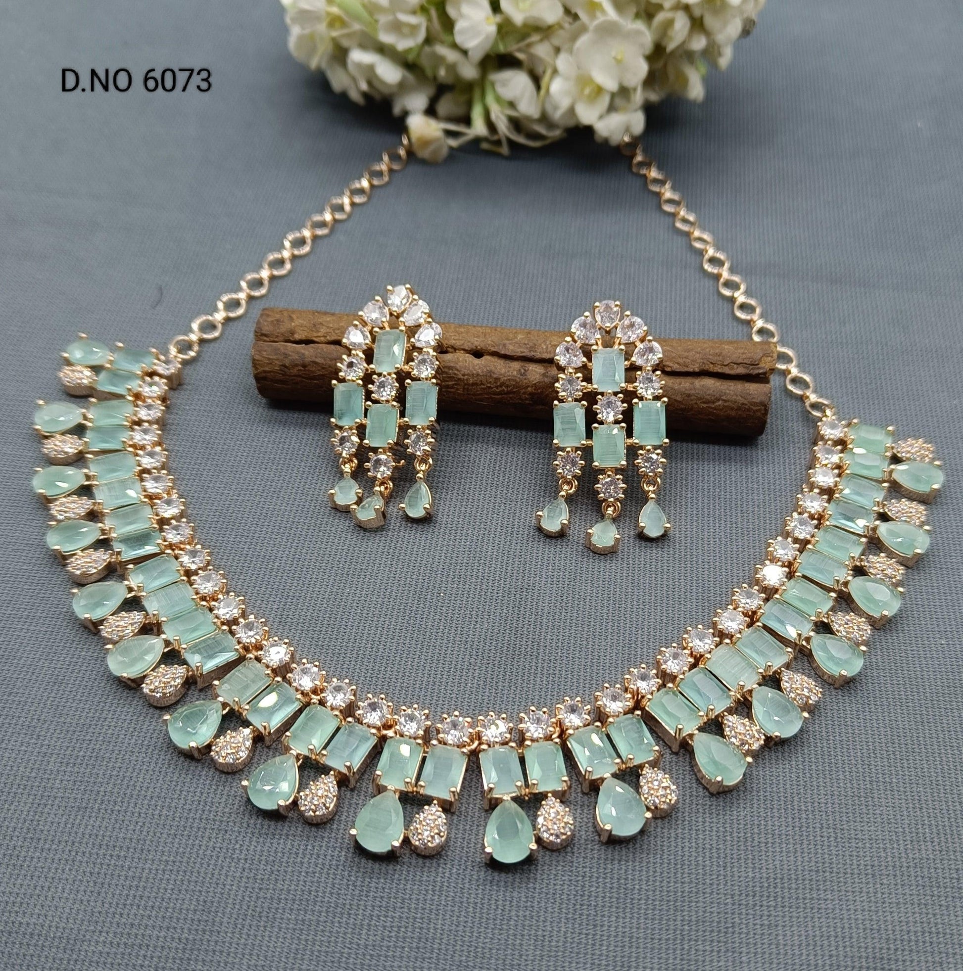 American Diamond Necklace Rosegold Sku 6073 C3 - rchiecreation