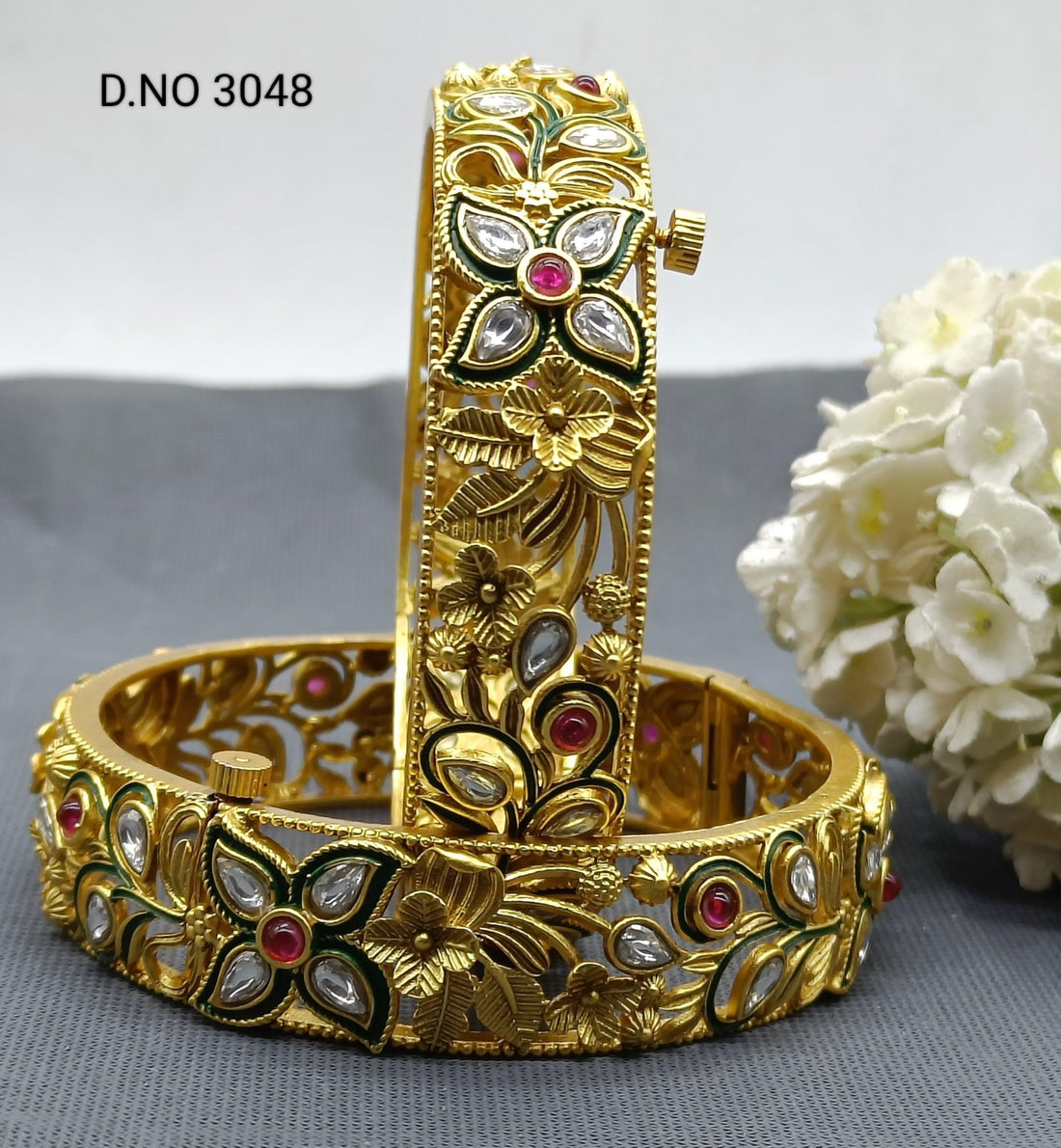 Antique Golden Bangles Sku 3048 D2 - rchiecreation