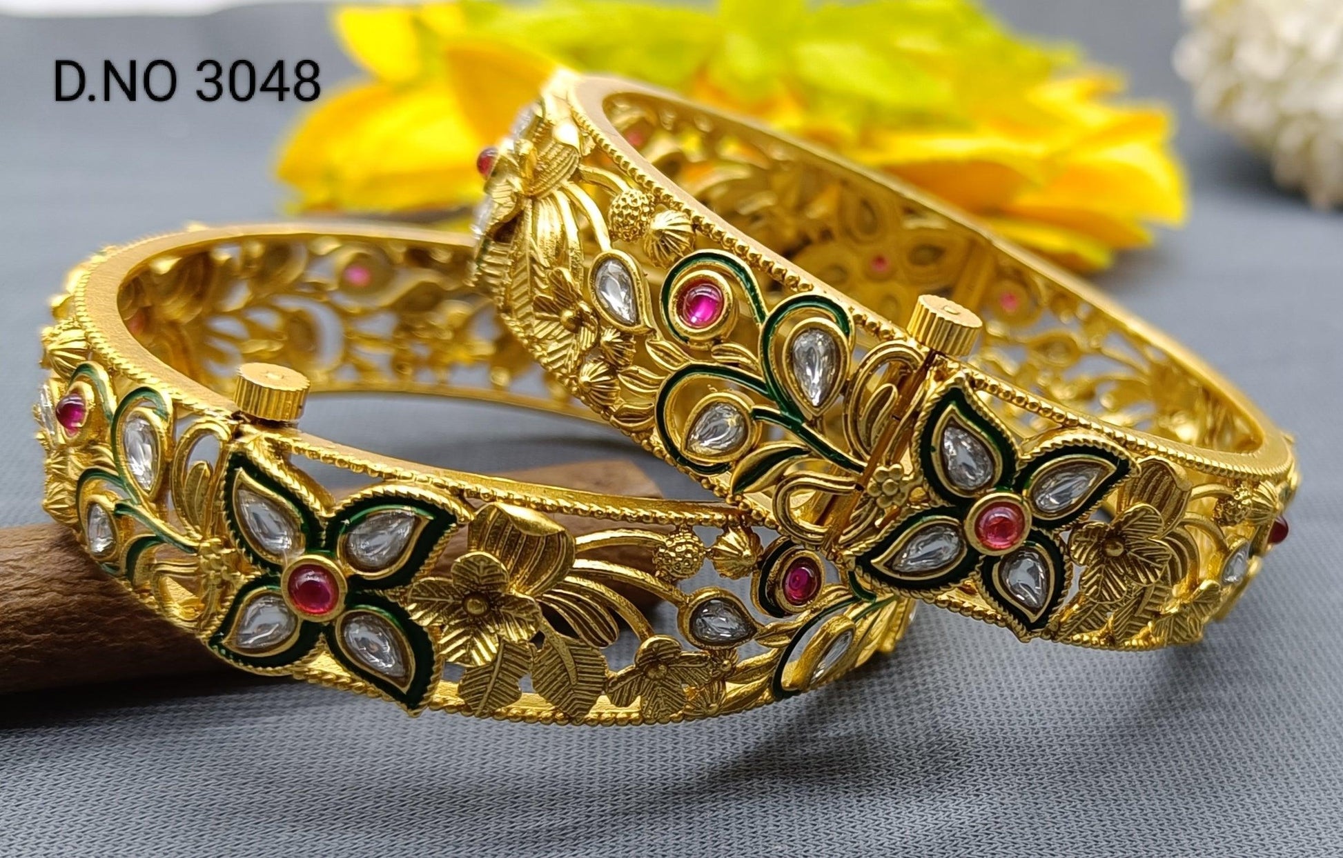 Antique Golden Bangles Sku 3048 D2 - rchiecreation