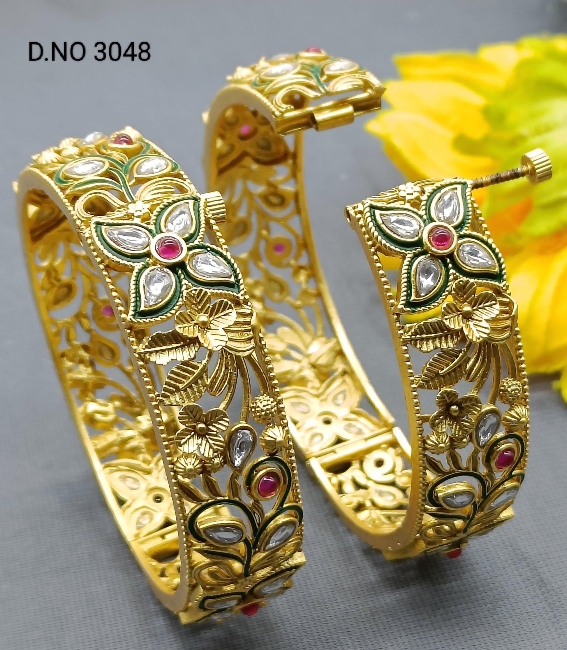 Antique Golden Bangles Sku 3048 D2 - rchiecreation