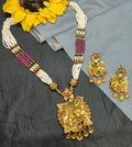 Antique Golden Necklace Set Sku-15019 - rchiecreation