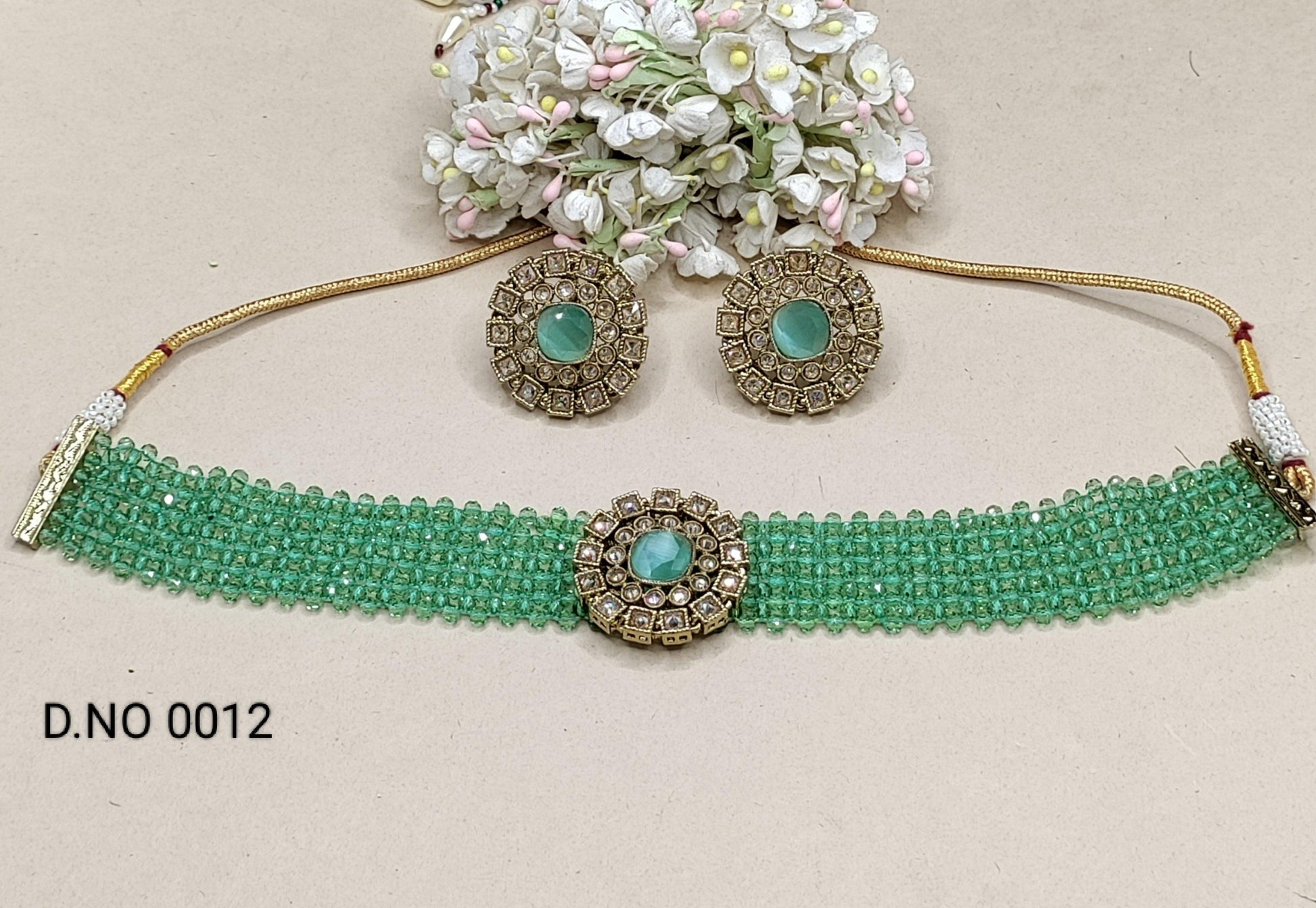 Choker Necklace Mehndi Set Sku -0012 B4 - rchiecreation
