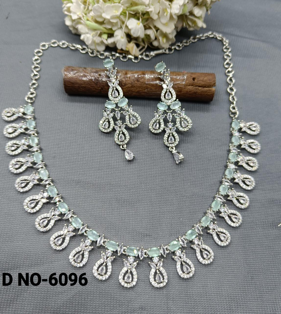 Diamond Necklace Rodium Sku-6096 C3 - rchiecreation