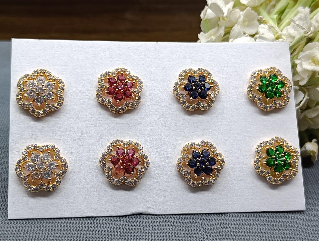 Diamond Tops Golden Stud Earring Sku-866 C1 - rchiecreation