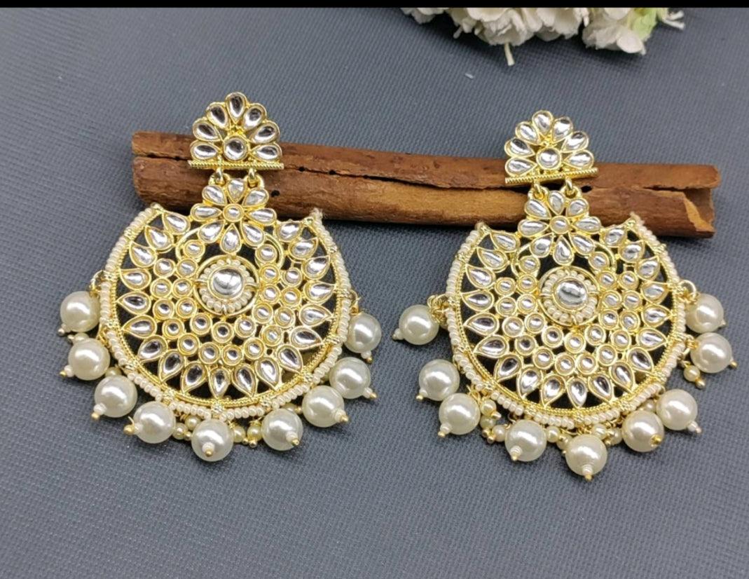 Kundan Earring Golden rchiecreation