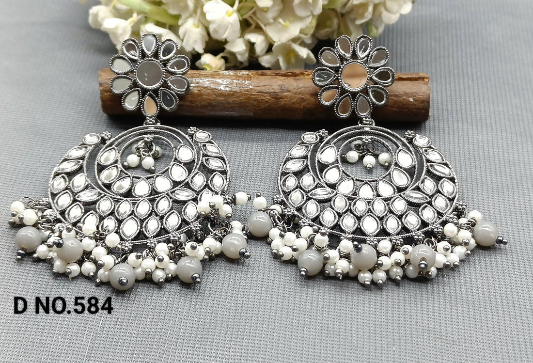 Kundan Mirror Earring Victorian Sku-584 E3 - rchiecreation