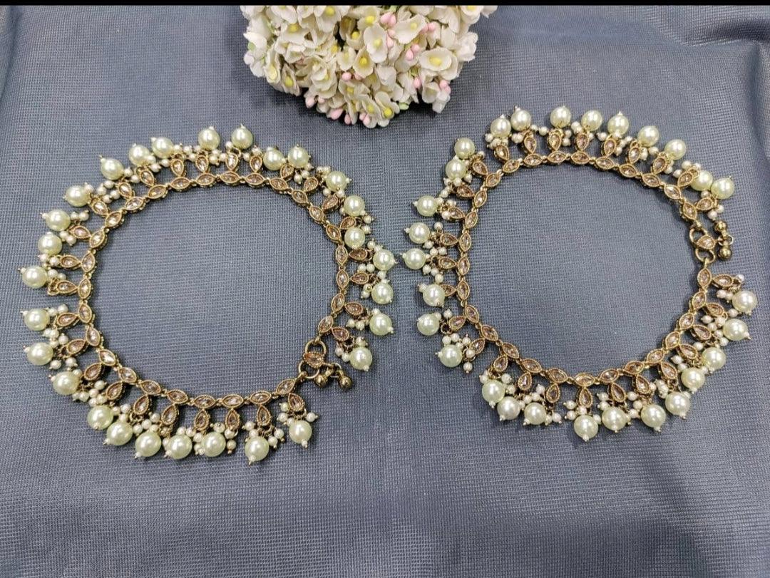 Kundan payal Flexible anklets Sku-5953 - rchiecreation