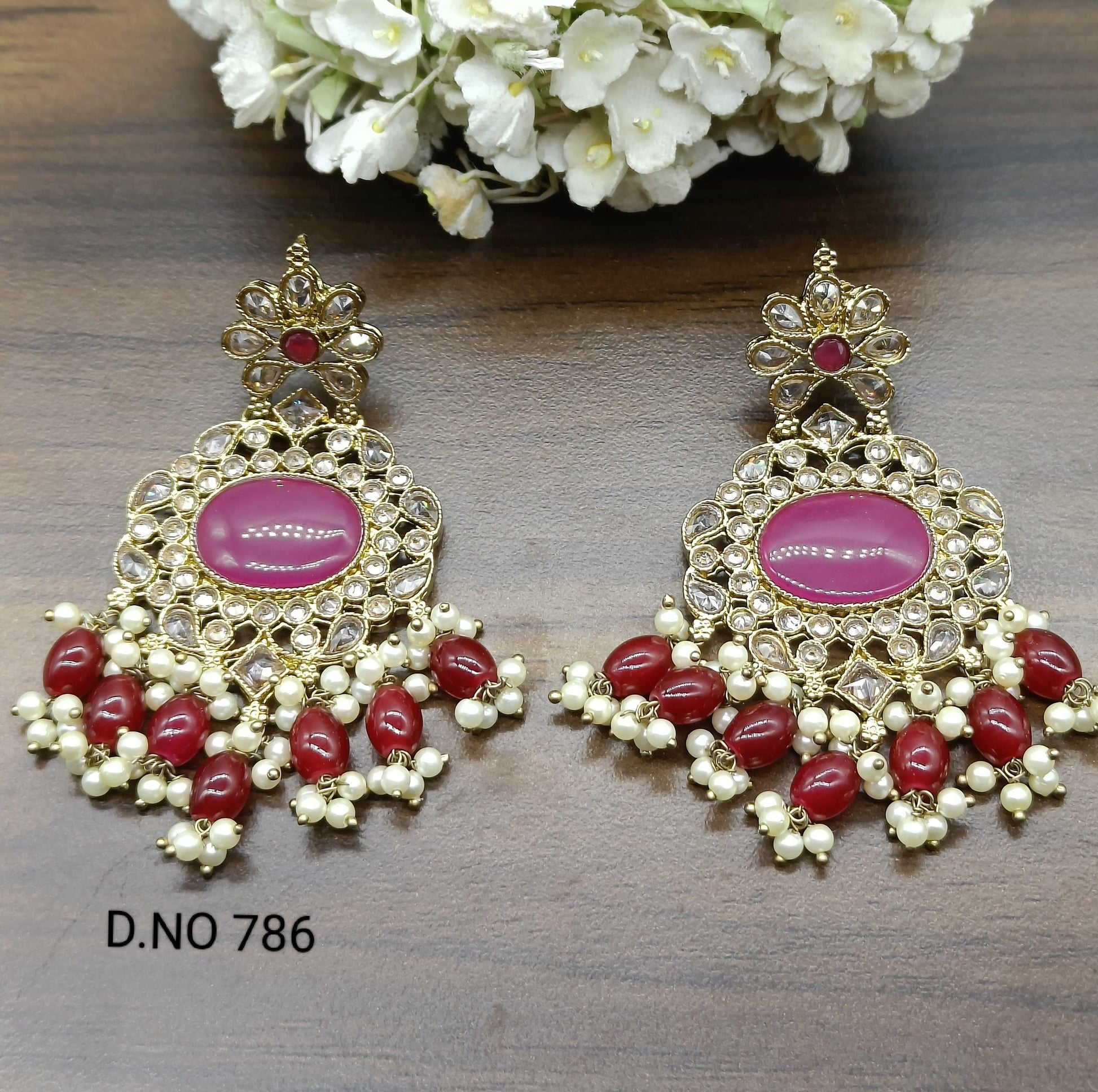 Mehndi Polki Earring Sku-786 E1 - rchiecreation