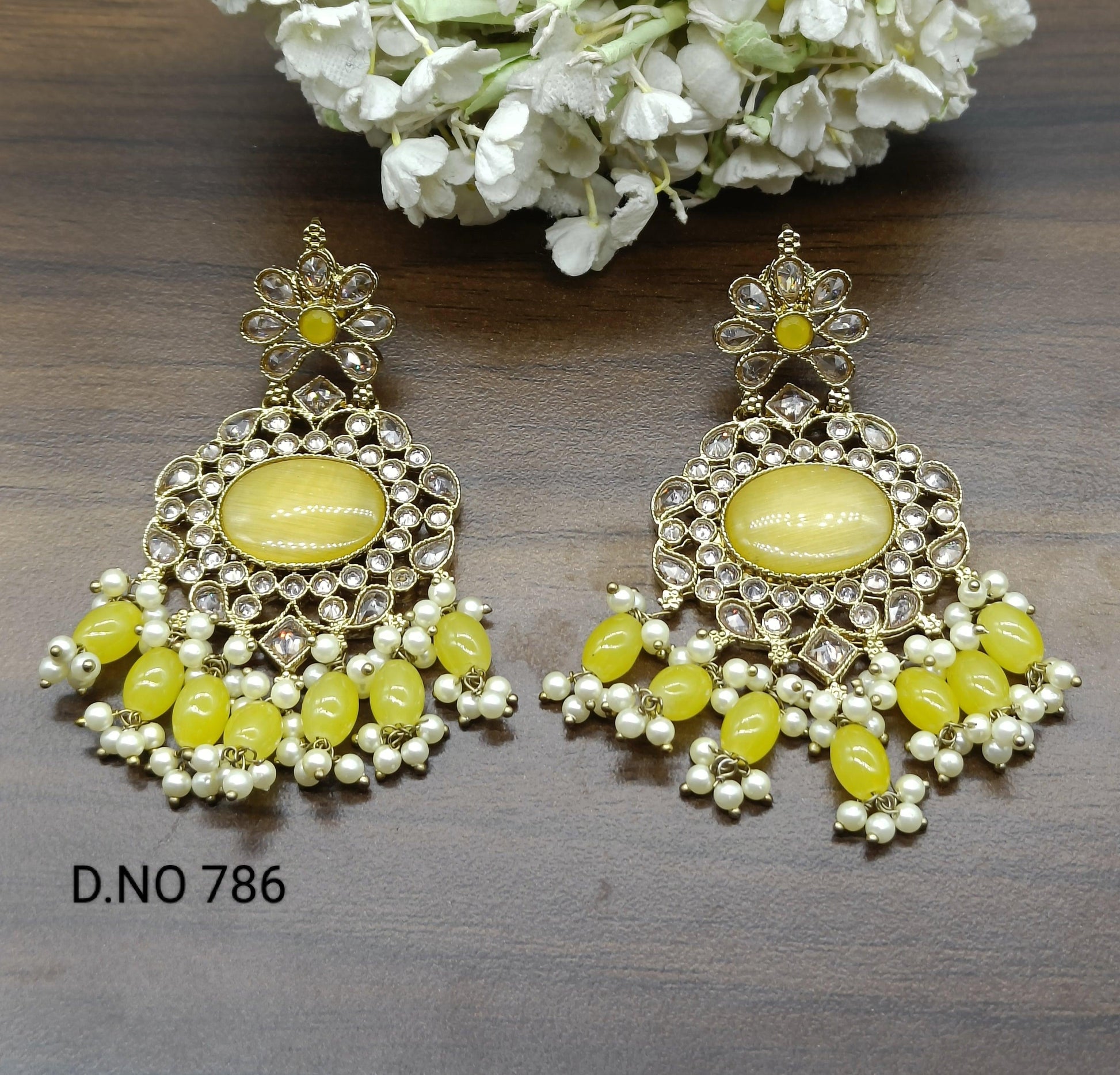 Mehndi Polki Earring Sku-786 E1 - rchiecreation