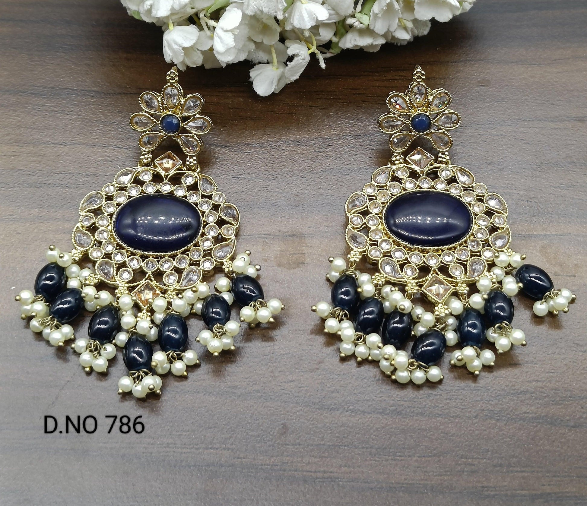 Mehndi Polki Earring Sku-786 E1 - rchiecreation