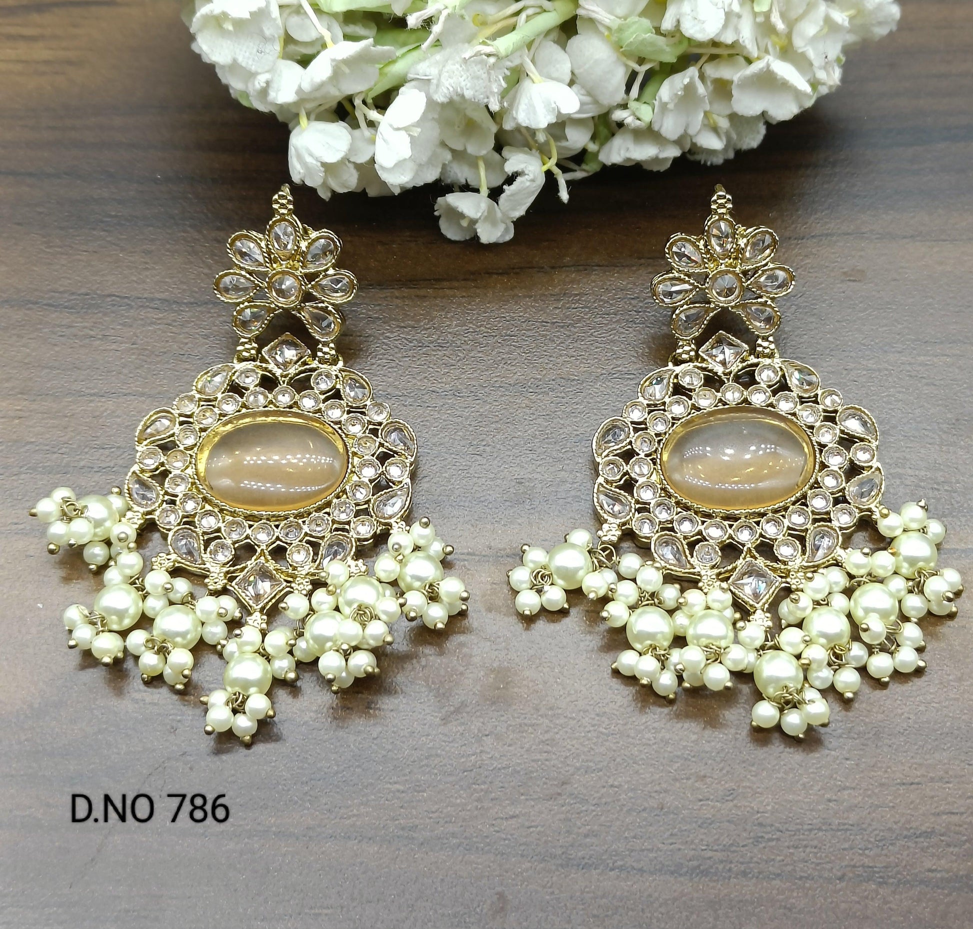 Mehndi Polki Earring Sku-786 E1 - rchiecreation