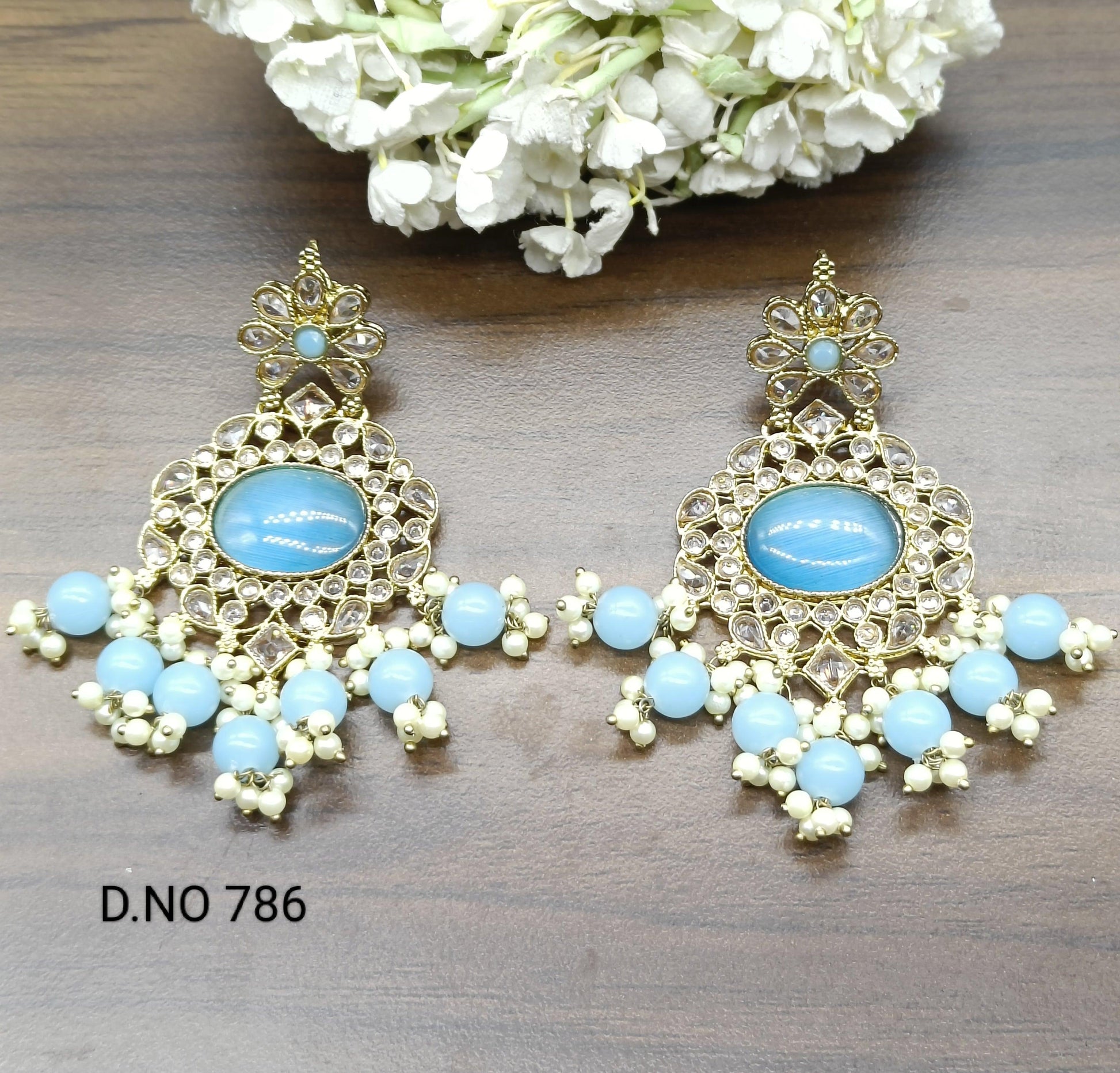 Mehndi Polki Earring Sku-786 E1 - rchiecreation