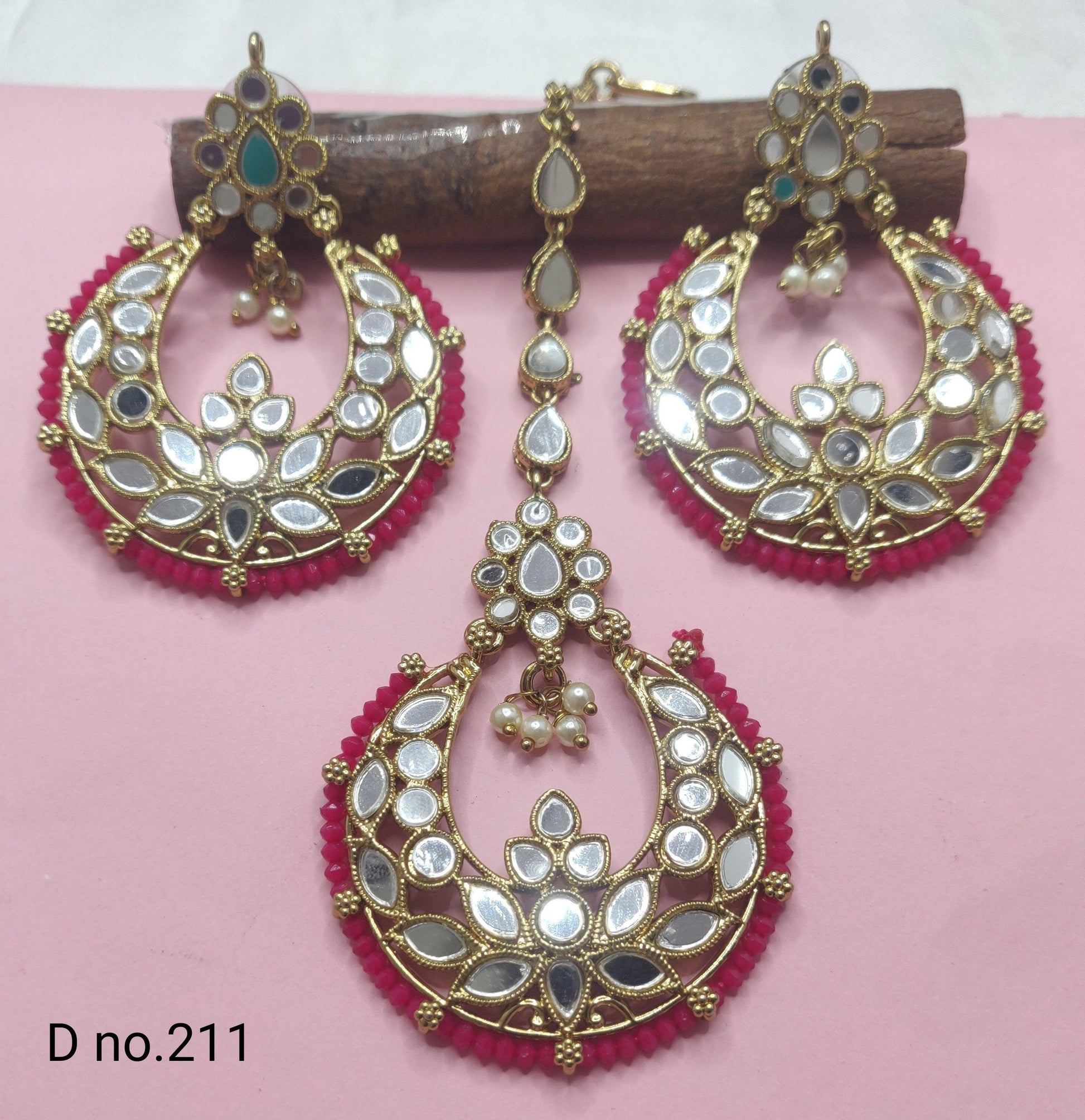 mehndi Polki Mirror Tica Earring_211E3 - rchiecreation