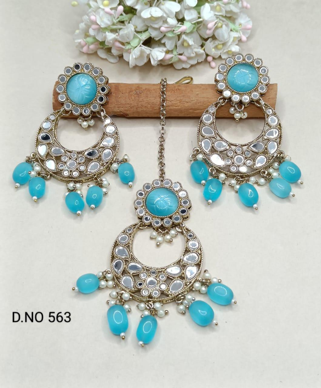 Mirror Earring & Tica Mahndi Sku- 563 A1 - rchiecreation