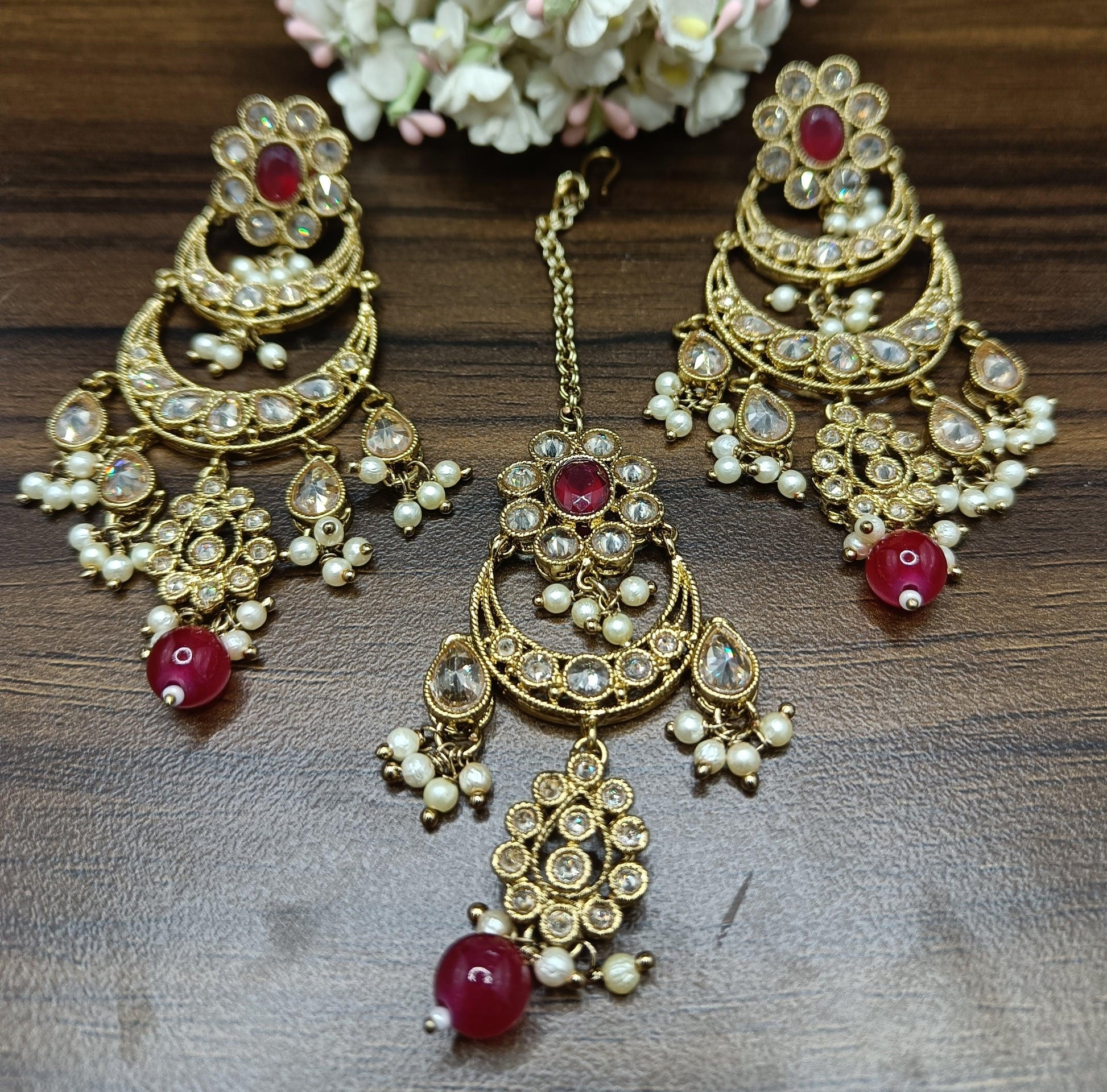 Polki Earring & Tica Mehndi Sku 446 A2 - rchiecreation