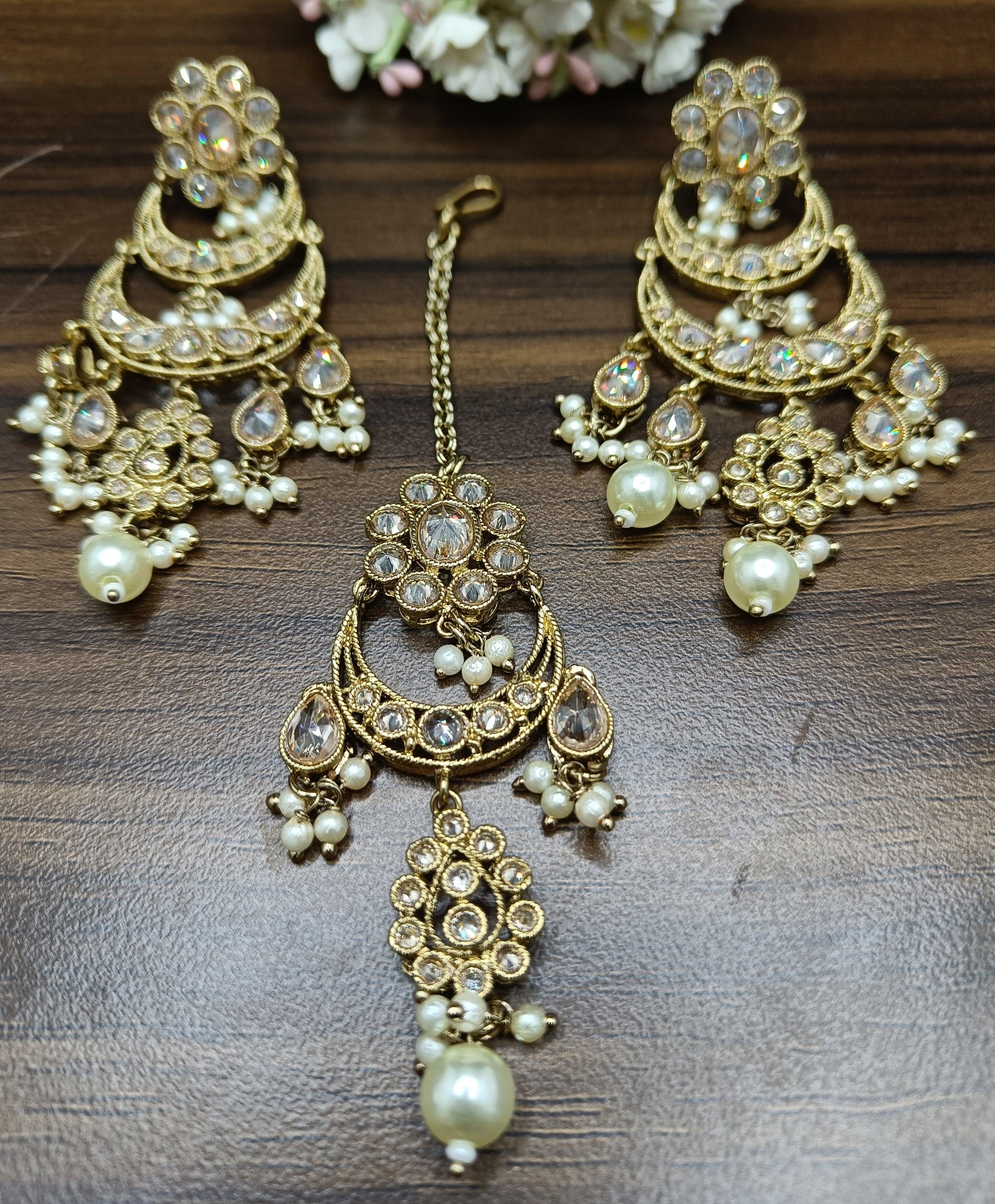 Polki Earring & Tica Mehndi Sku 446 A2 - rchiecreation