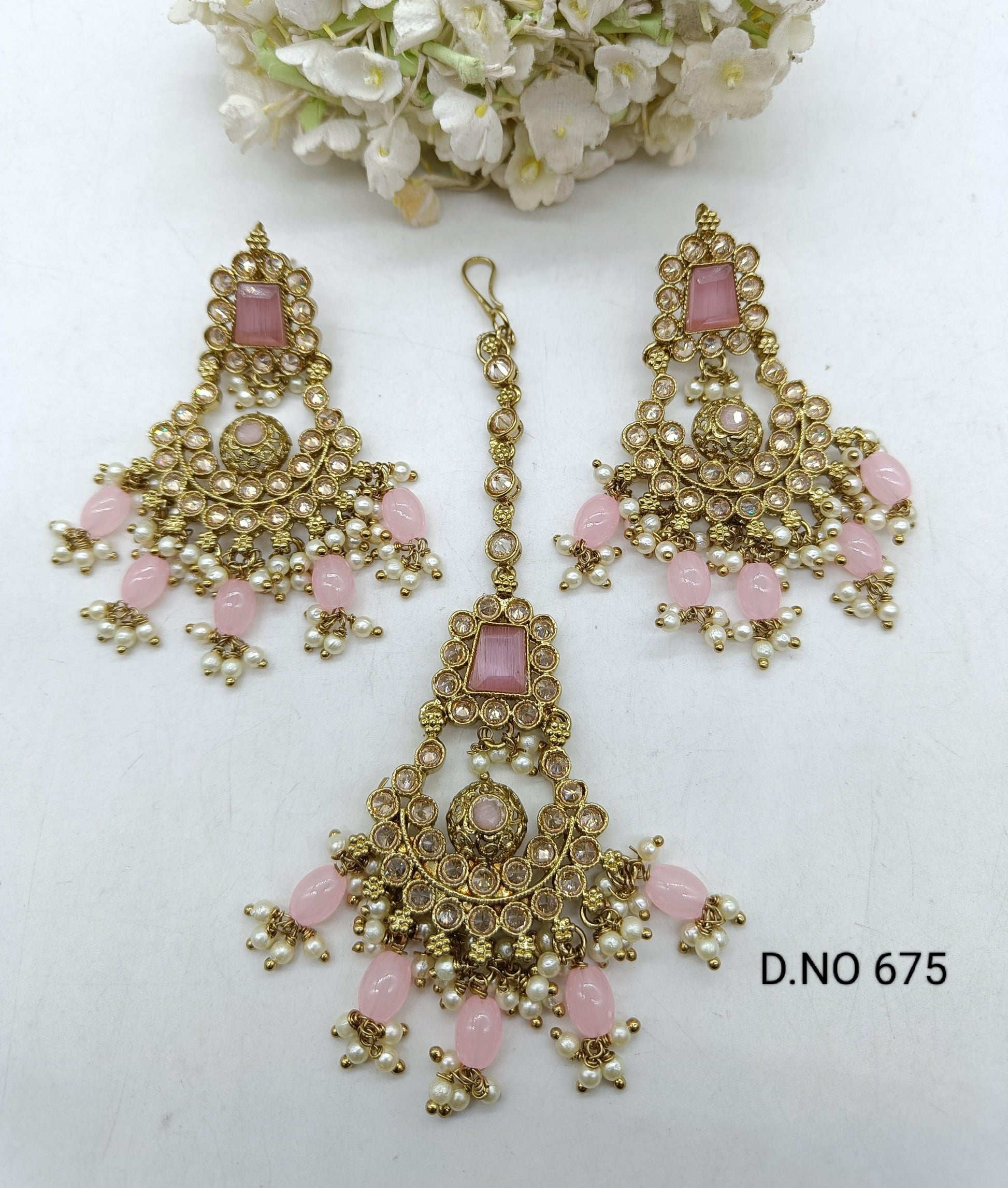 Polki Earring & Tica Mehndi Sku 675 A2 - rchiecreation