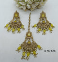 Polki Earring & Tica Mehndi Sku 675 A2 - rchiecreation