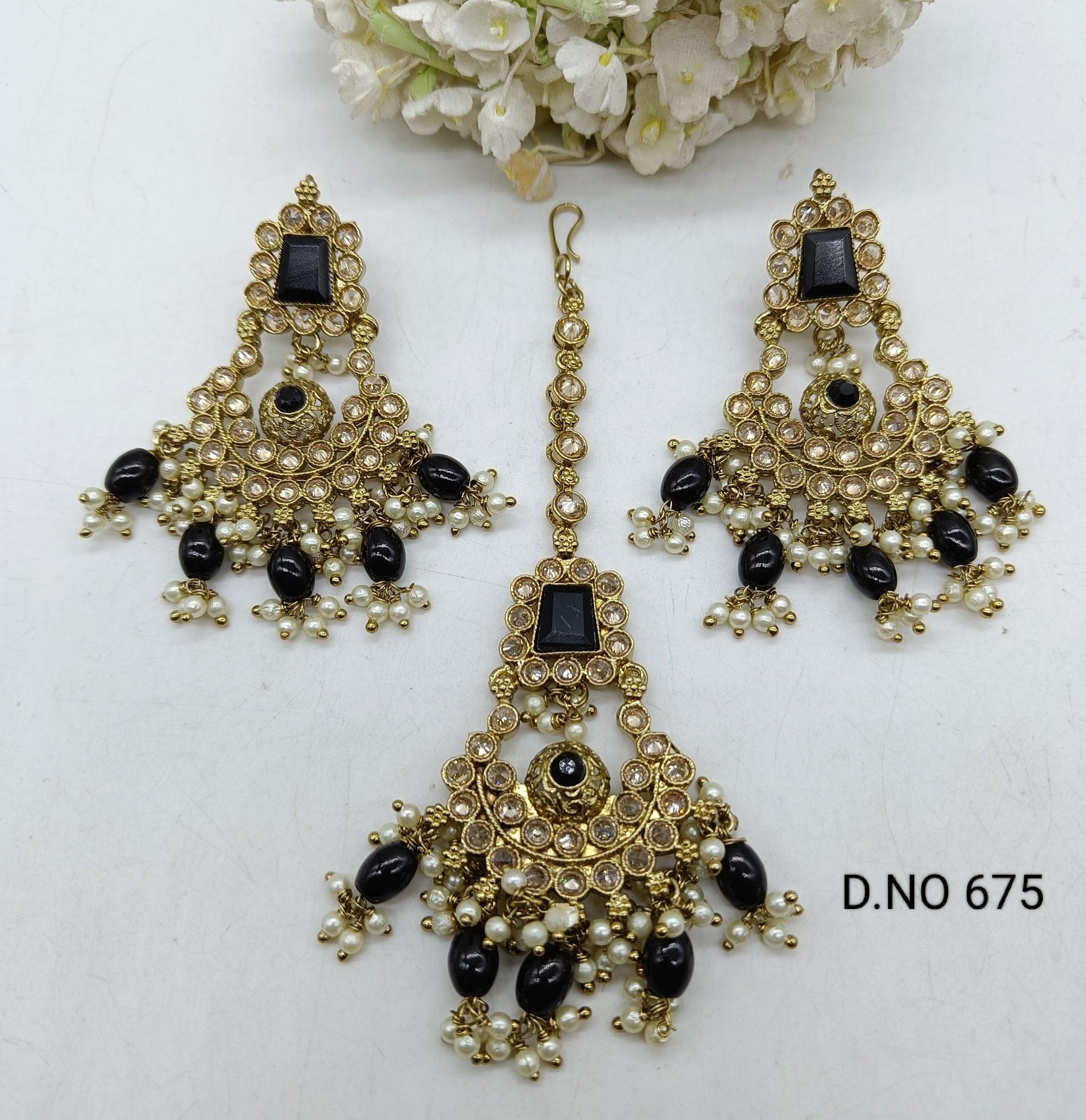 Polki Earring & Tica Mehndi Sku 675 A2 - rchiecreation