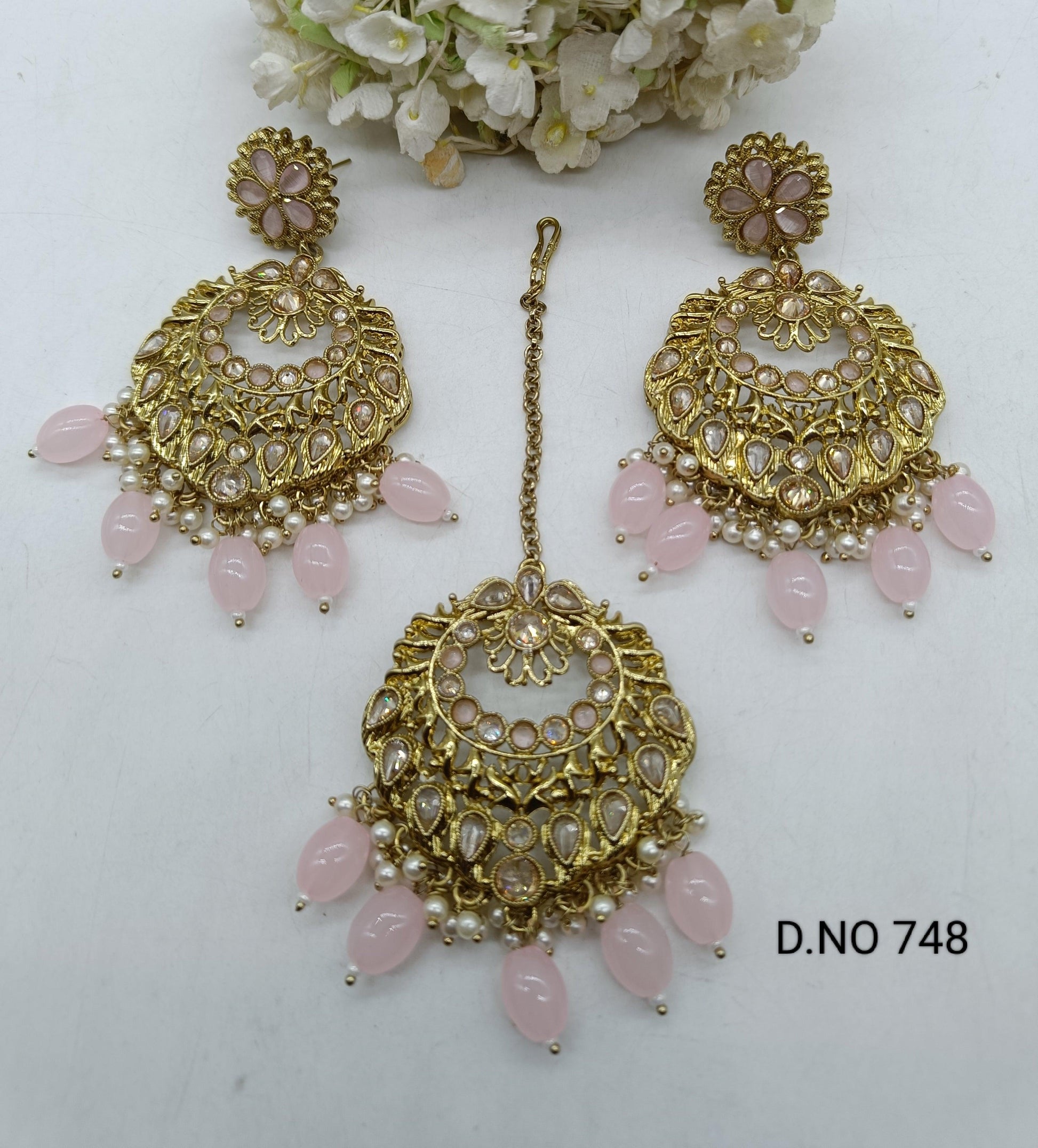 Polki Earring & Tica Mehndi Sku 748 A2 - rchiecreation