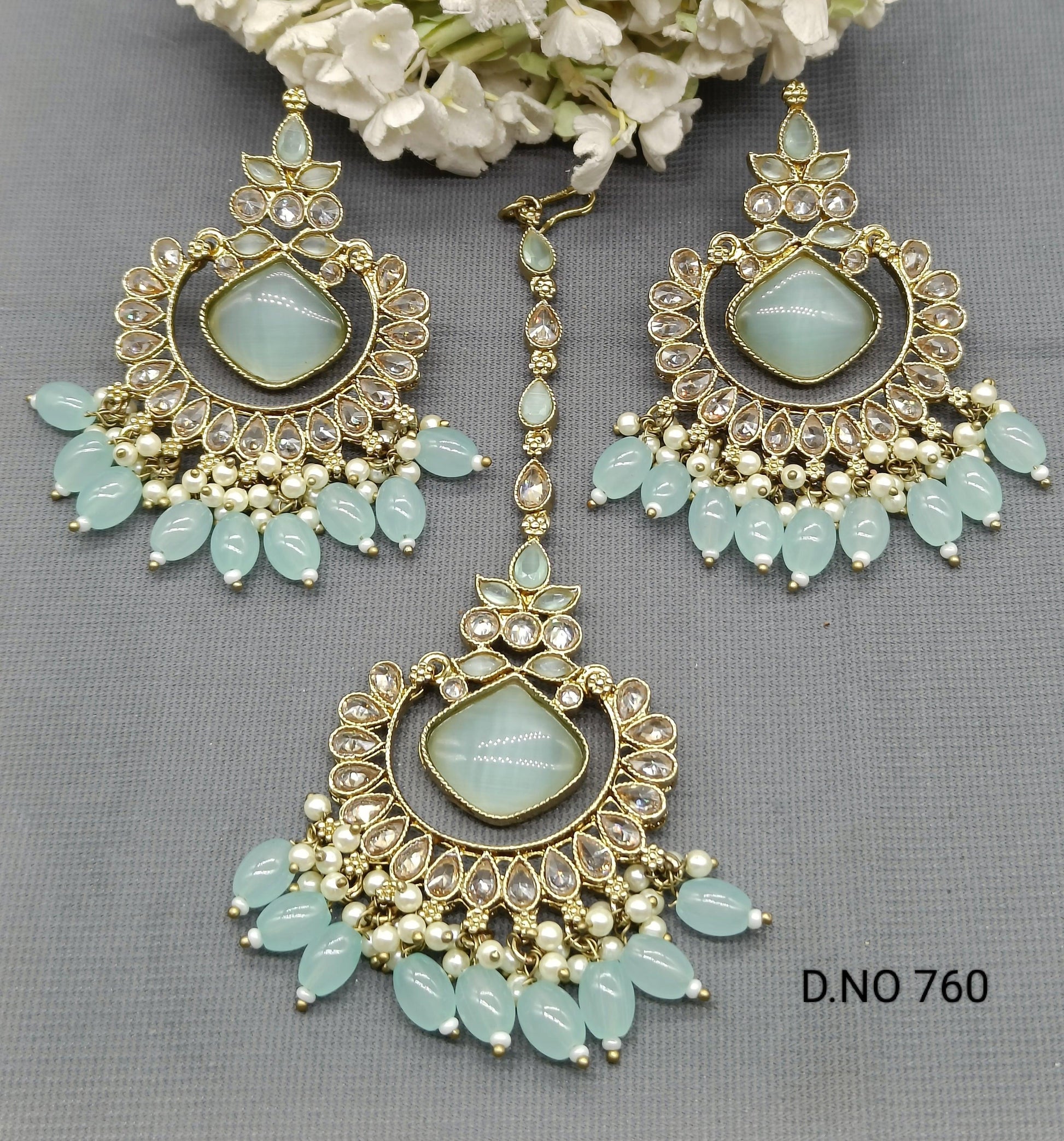 Polki Earring & Tica Mehndi Sku- 760 A1 - rchiecreation