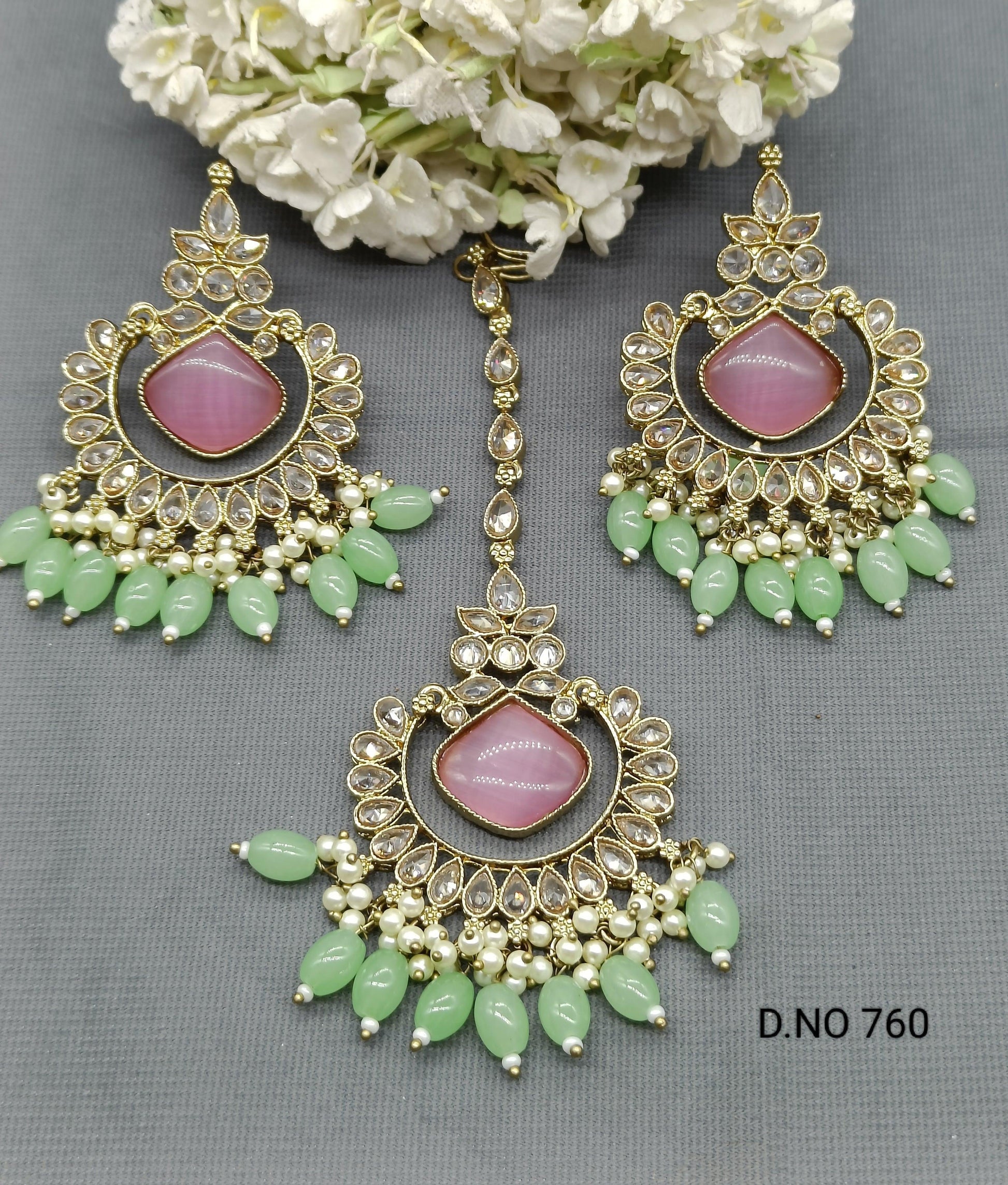 Polki Earring & Tica Mehndi Sku- 760 A1 - rchiecreation